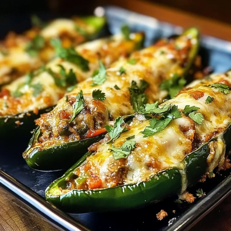 Baked Chili Rellenos topped with cheese and fresh herbs