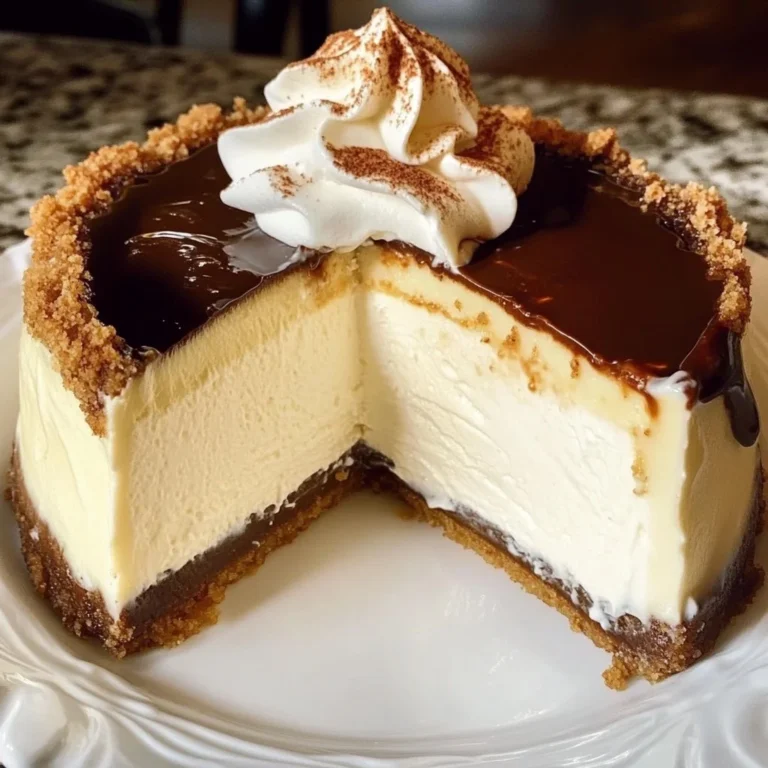 Slice of Boston Cream Pie Cheesecake topped with chocolate glaze