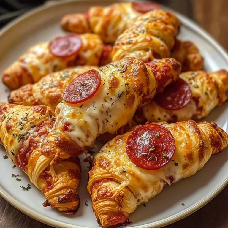 Cheesy pepperoni croissant rolls with melted cheese and pepperoni filling