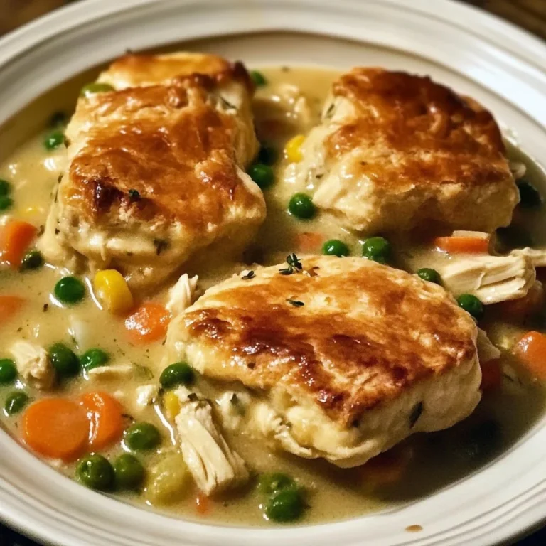 Delicious crock pot chicken pot pie with chicken and vegetables in a creamy sauce