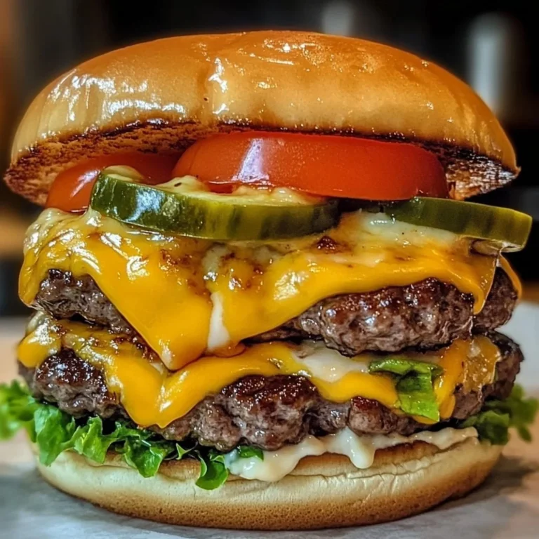 Double-Decker Jalapeño Popper Burger topped with ranch drizzle