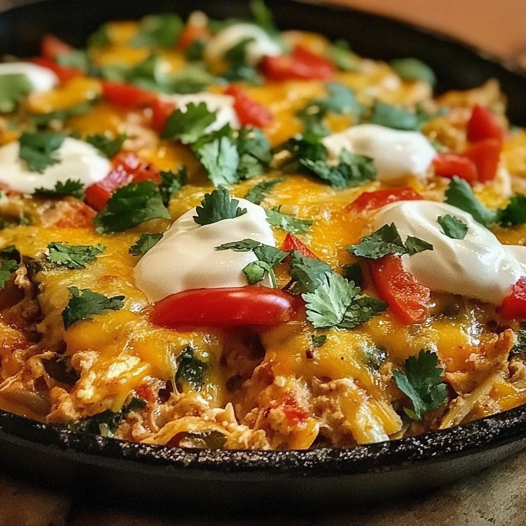 Delicious Fajita Chicken Casserole with colorful peppers and cheese