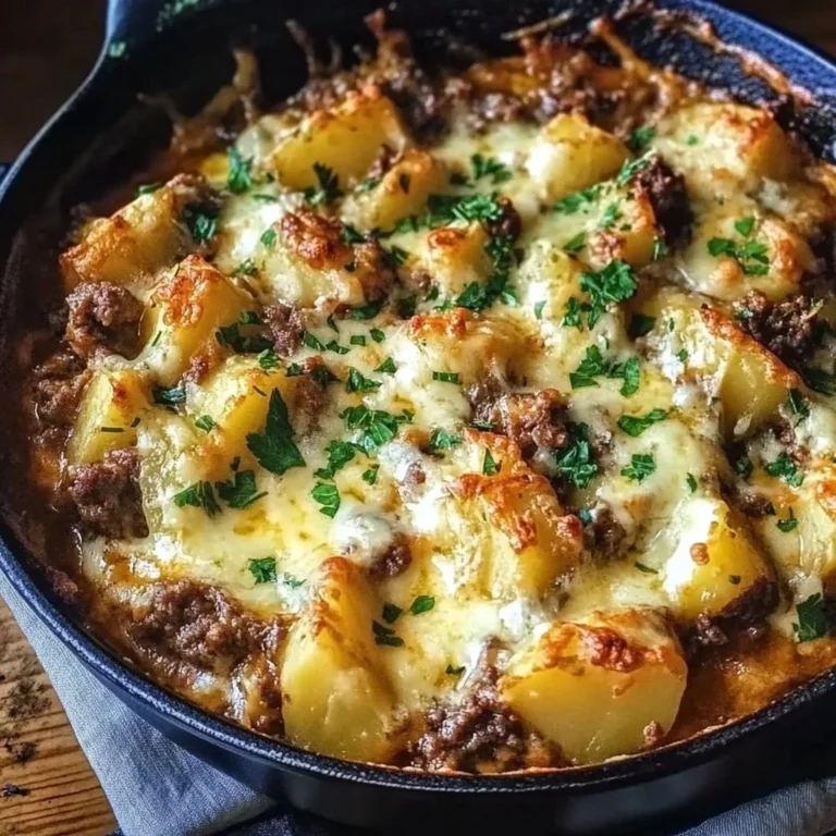 One-Pan Creamy Meat and Potato Skillet with fresh herbs