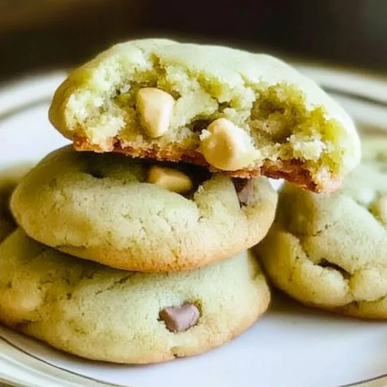 Delicious pistachio pudding cookies arranged on a plate.