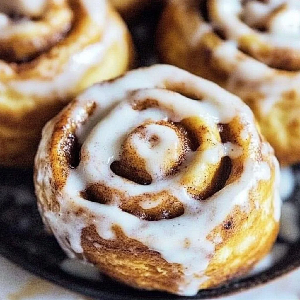 Fluffy TikTok cinnamon rolls topped with creamy frosting and cinnamon sugar