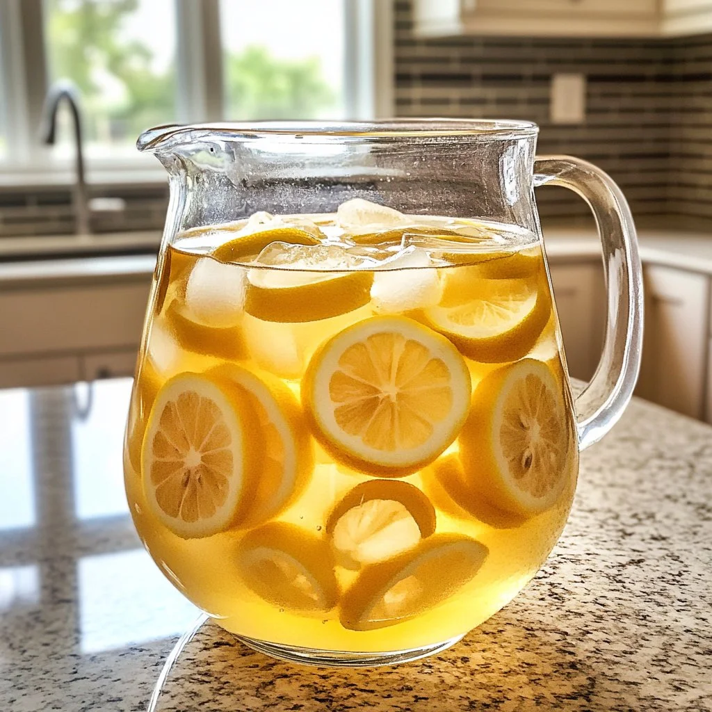 Refreshing ginger lemon water recipe with three simple ingredients.