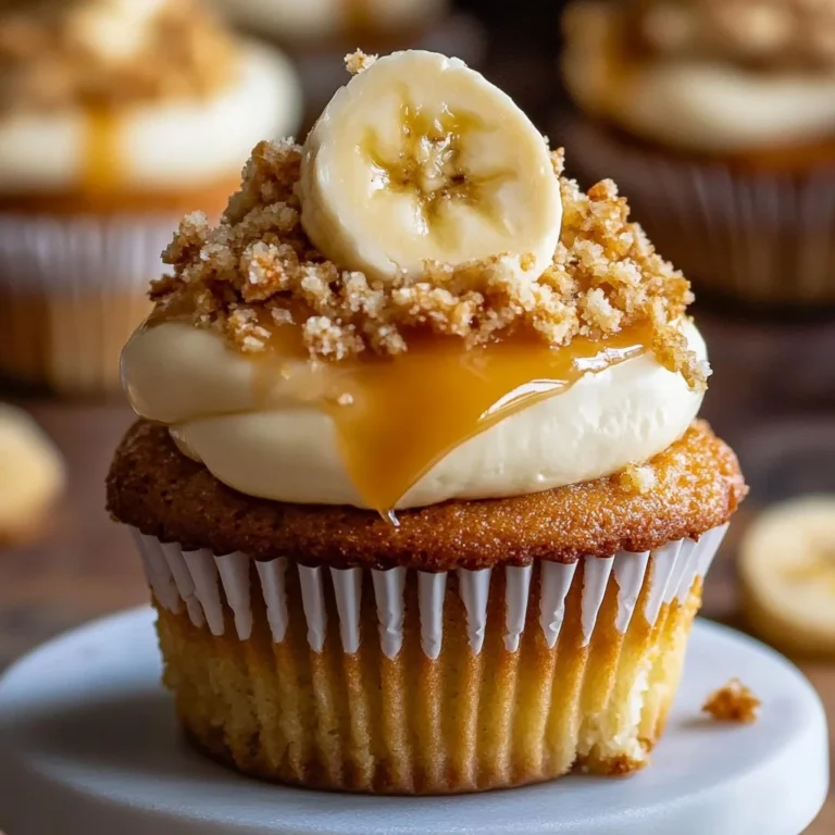 Delicious Banana Cheesecake Cupcakes topped with whipped cream and banana slices