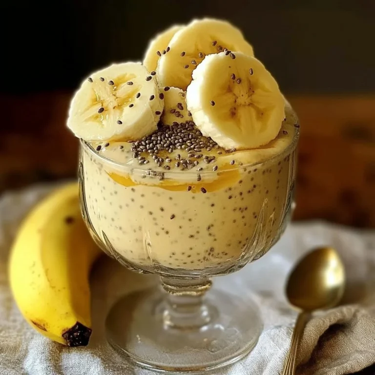 Delicious Banana Chia Pudding in a glass with fresh banana slices on top
