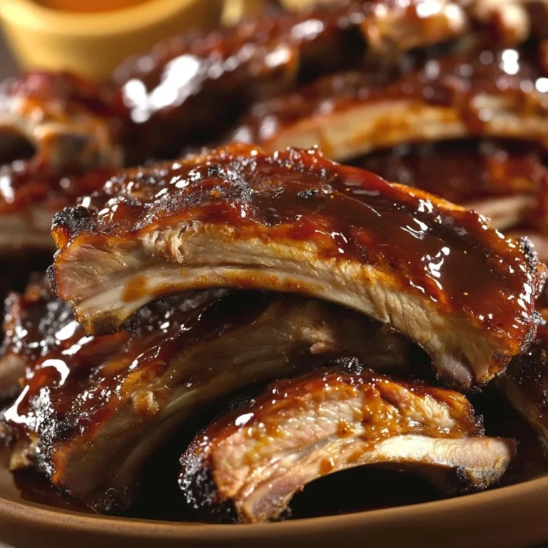 Delicious BBQ baby back ribs grilled to perfection