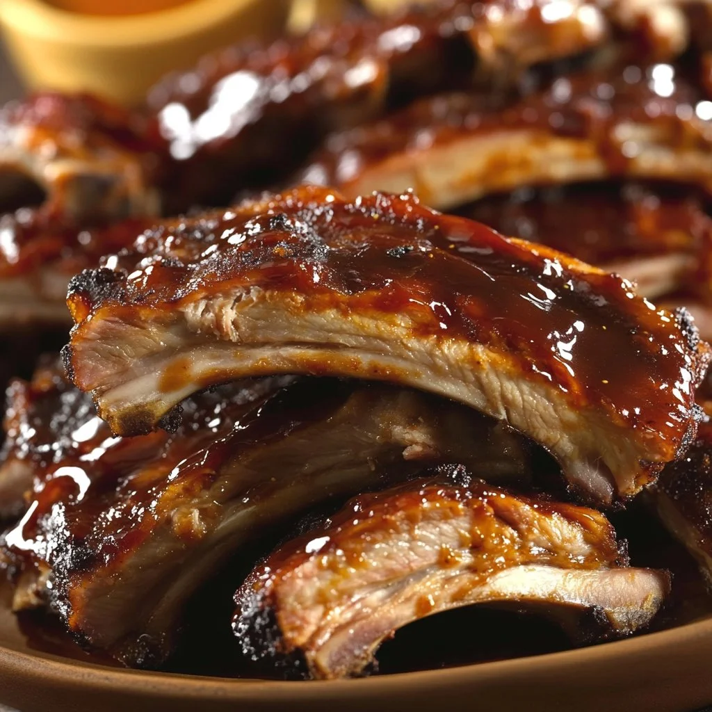 Delicious BBQ baby back ribs grilled to perfection