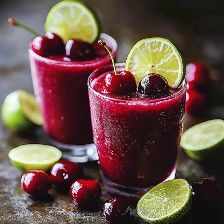 Cherry Lime Beet Smoothie in a glass with fresh cherries and lime slices