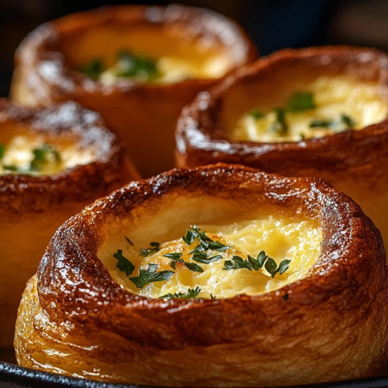 Golden brown classic popovers rising in the oven.