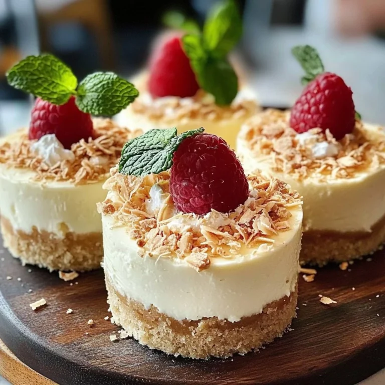 Delicious coconut milk mini cheesecakes served in tropical-themed dessert cups