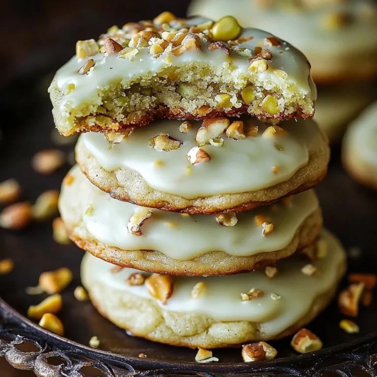 Creamy pistachio white chocolate cookies on a plate