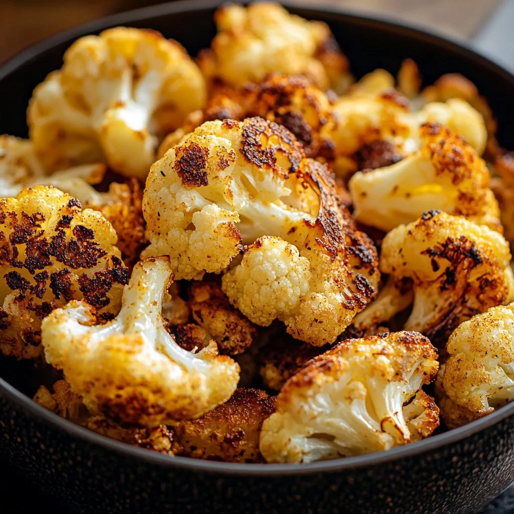 Crispy air fryer cauliflower served in a bowl