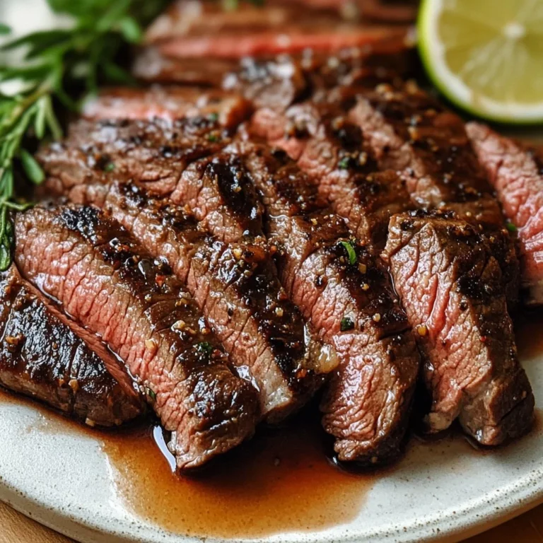 Marinated flank steak ready for grilling
