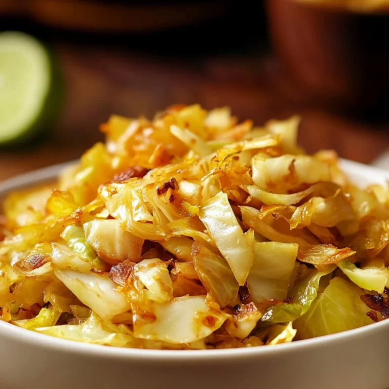 A dish of beautifully fried cabbage garnished with spices and herbs.