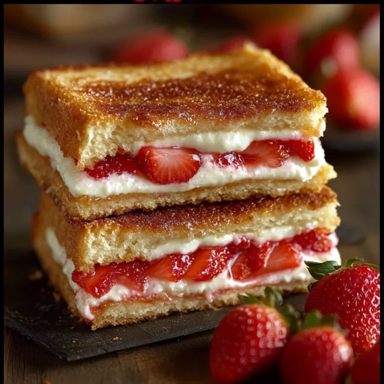 Fried strawberry cheesecake sandwiches served on a plate