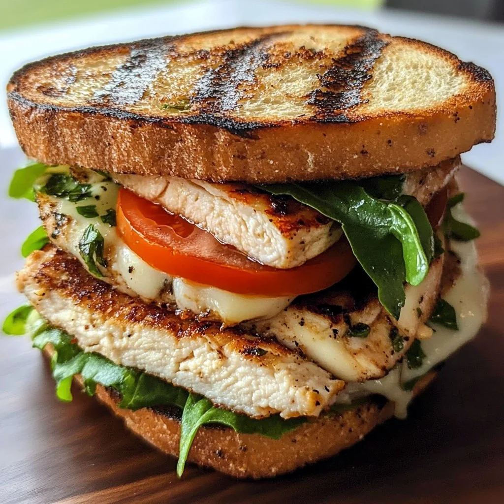 Juicy grilled chicken sandwich with fresh ingredients and toppings