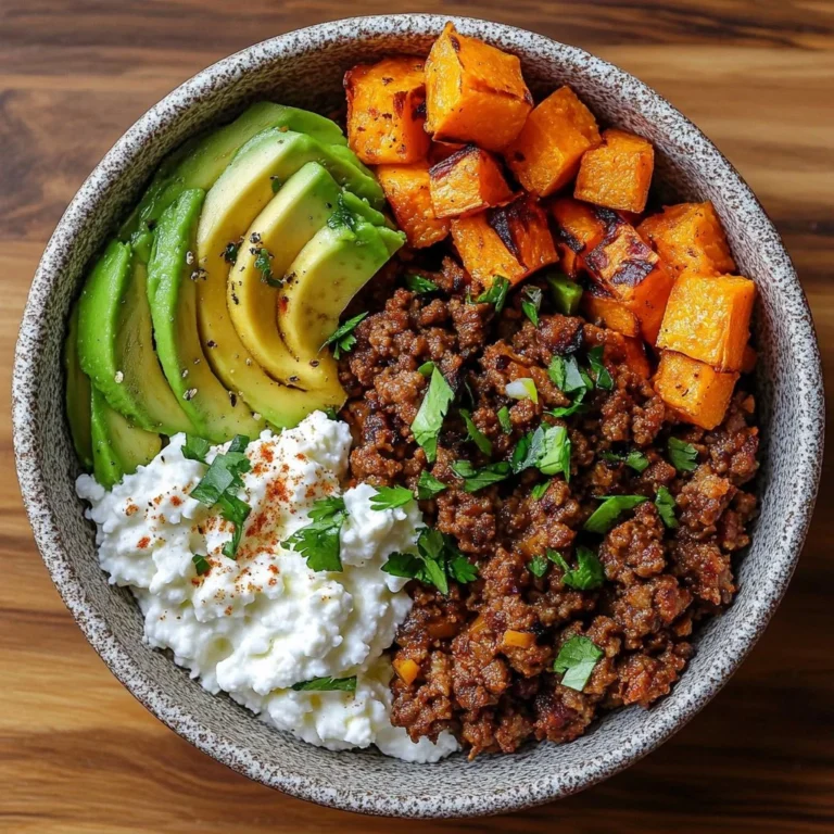 Ground Beef Hot Honey Bowl with vibrant vegetables and drizzled hot honey