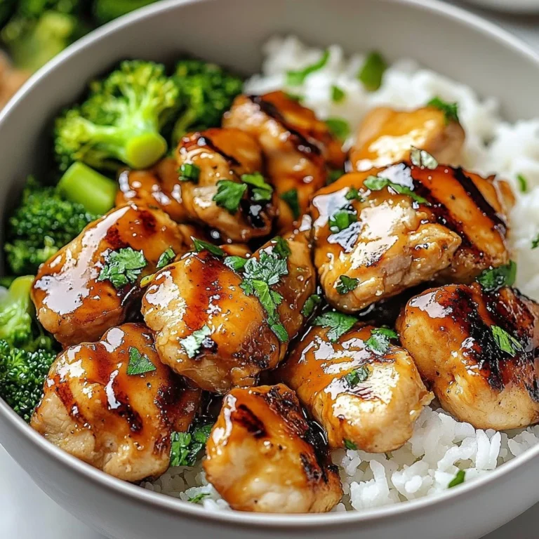 Delicious Hot Honey Chicken Bowl with sweet and spicy glaze over rice and vegetables