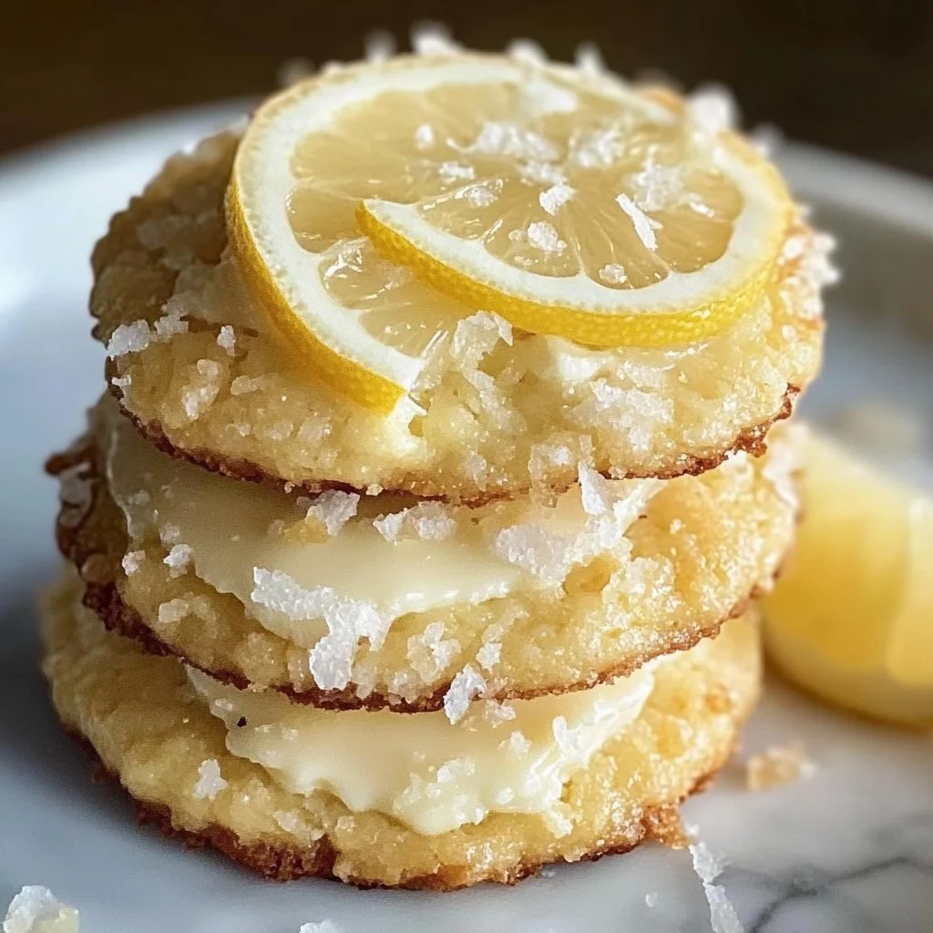 Lemon Coconut Cheesecake Cookies on a plate with a zestful garnish