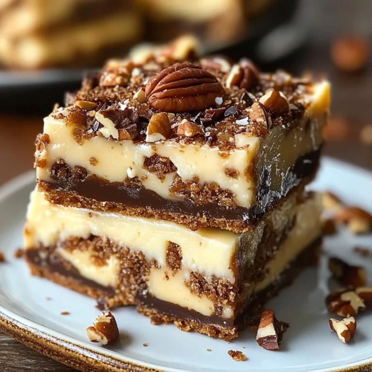 Delicious Magic Pecan Cheesecake Bars served on a plate