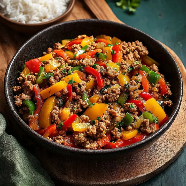 Delicious ground turkey and peppers dish served in a bowl for dinner