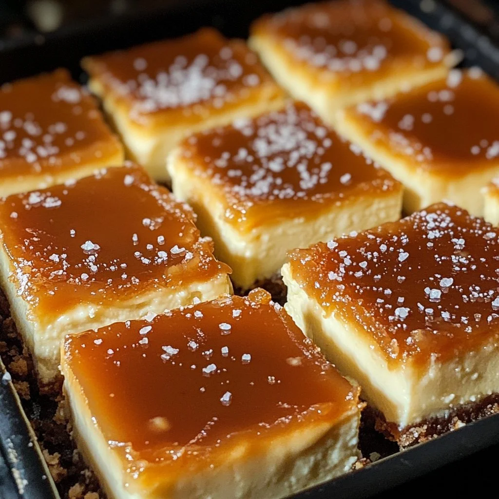 Delicious Salted Caramel Cheesecake Bars drizzled with caramel sauce