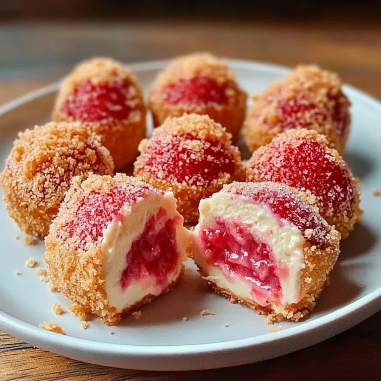 Delicious strawberry cheesecake crunch bites dessert on a platter
