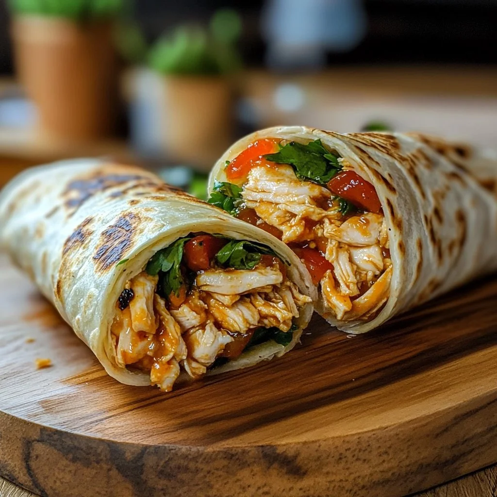 Delicious Sweet Chili Chicken Wraps filled with fresh ingredients