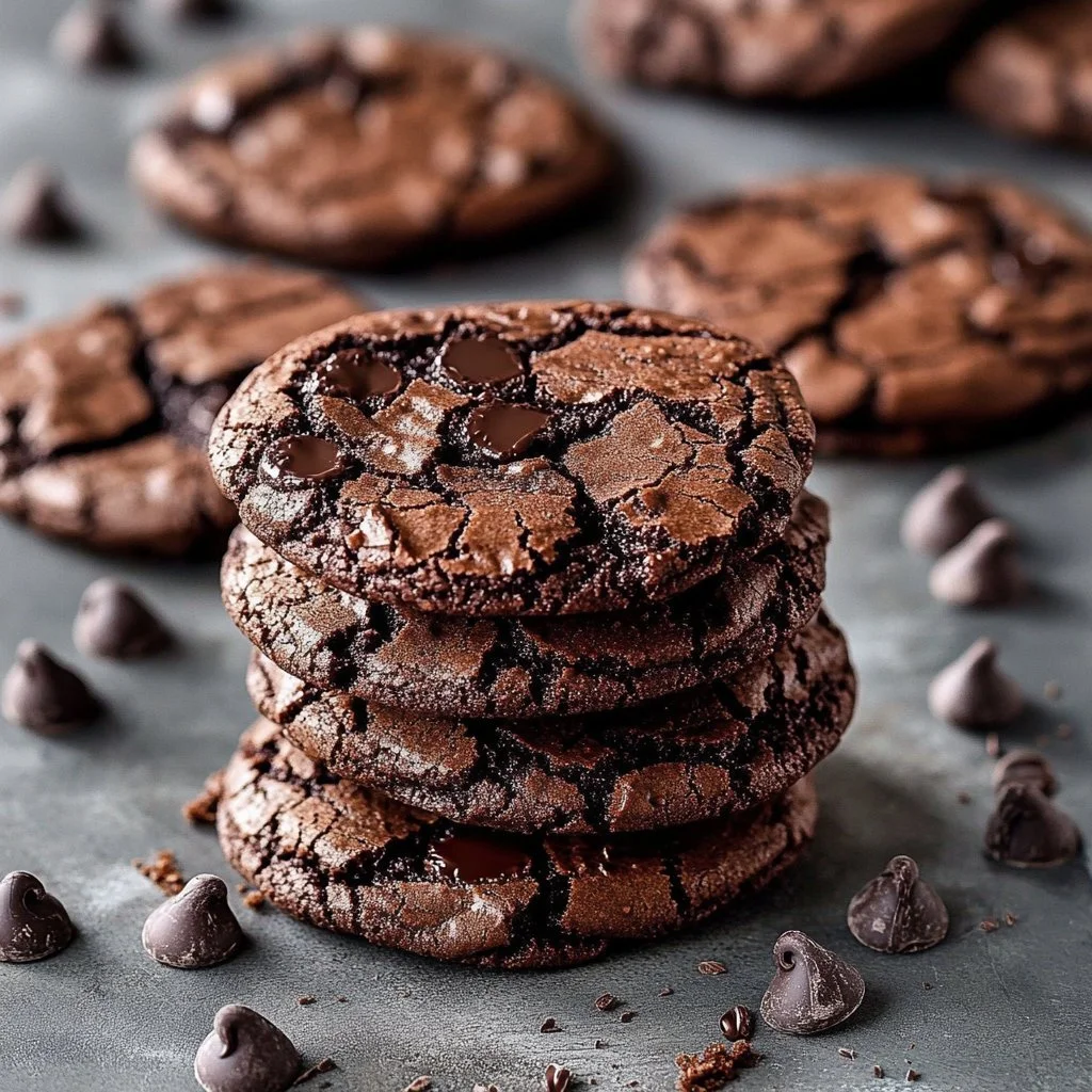 Fudgy chocolate brownie cookies on a cooling rack, ready to eat