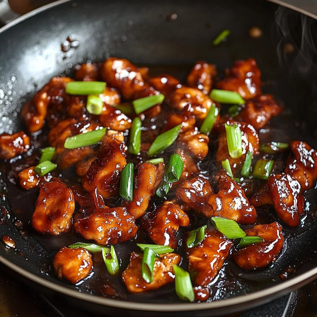 Delicious Mongolian Chicken served with vegetables and rice in a bowl.