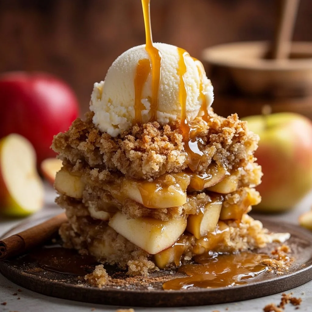 Delicious Apple Pie Bars with crunchy oat streusel topping