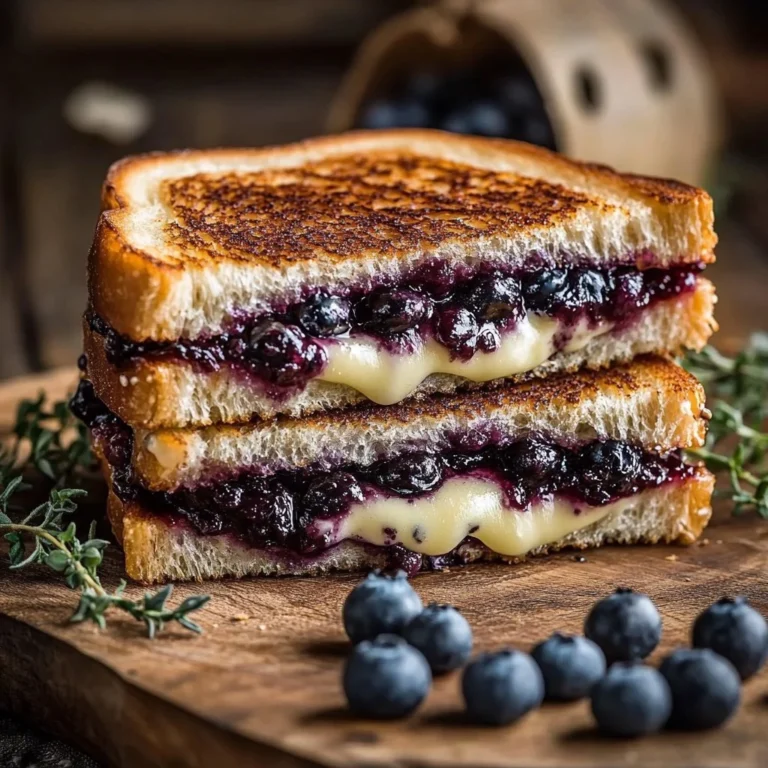 Delicious blueberry grilled cheese sandwich on a plate