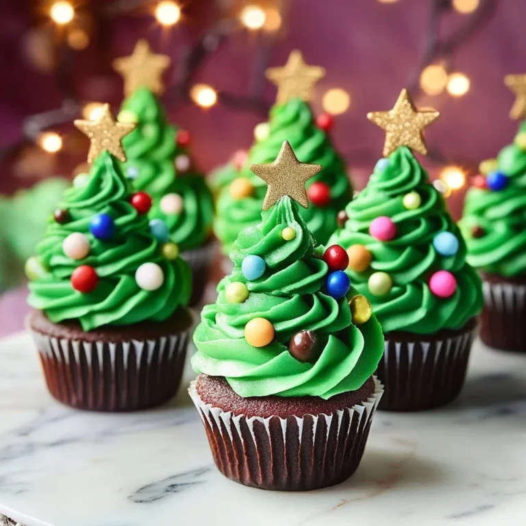 Festively decorated Christmas tree cupcakes for holiday celebrations