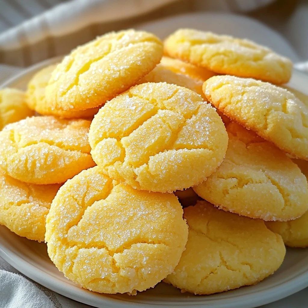 Freshly baked cornbread cookies on a plate with a rustic background.
