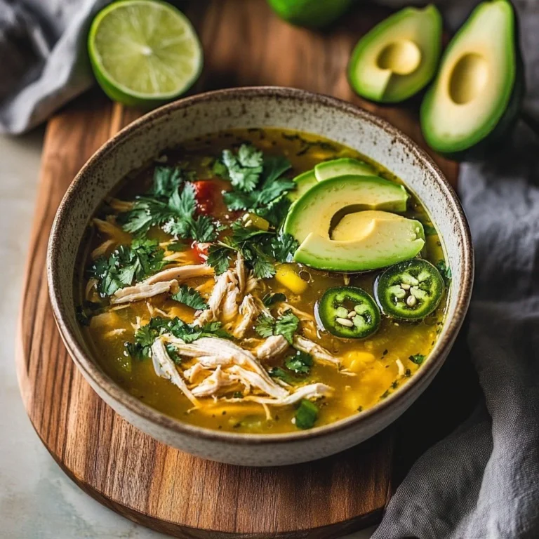 Creamy white chicken chili in a bowl with toppings