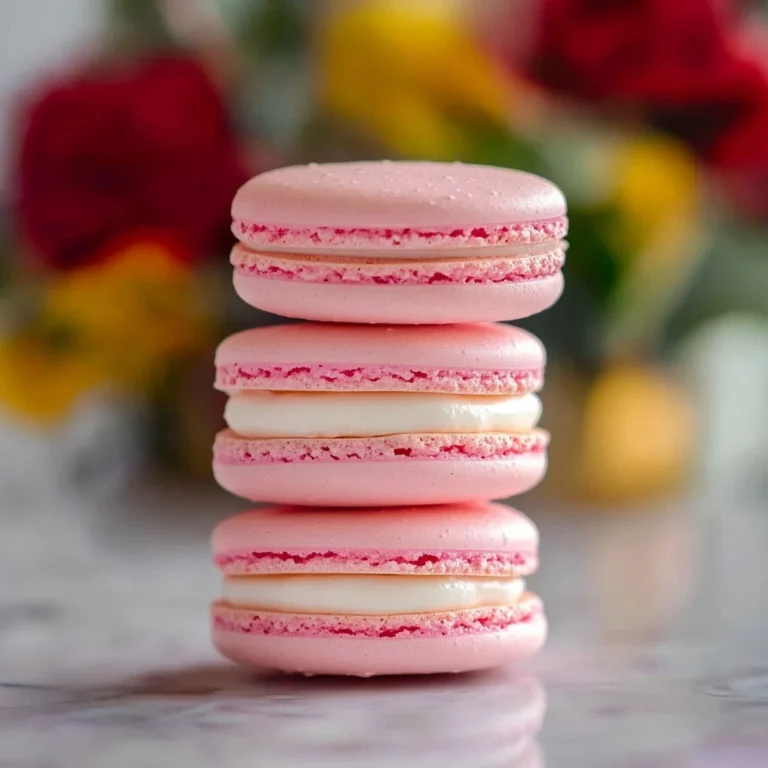 Close-up of colorful macarons on a pastel background