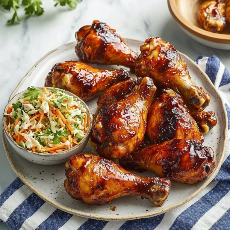 Delicious slow cooker drumsticks served with sauce on a plate