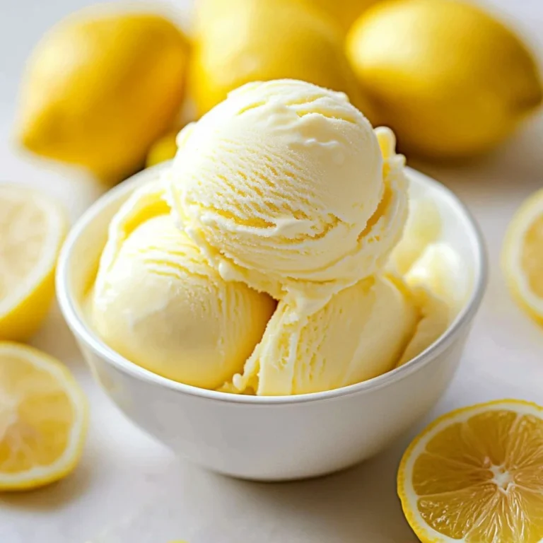 Creamy Lemon Frozen Yogurt in a bowl, garnished with lemon slices.