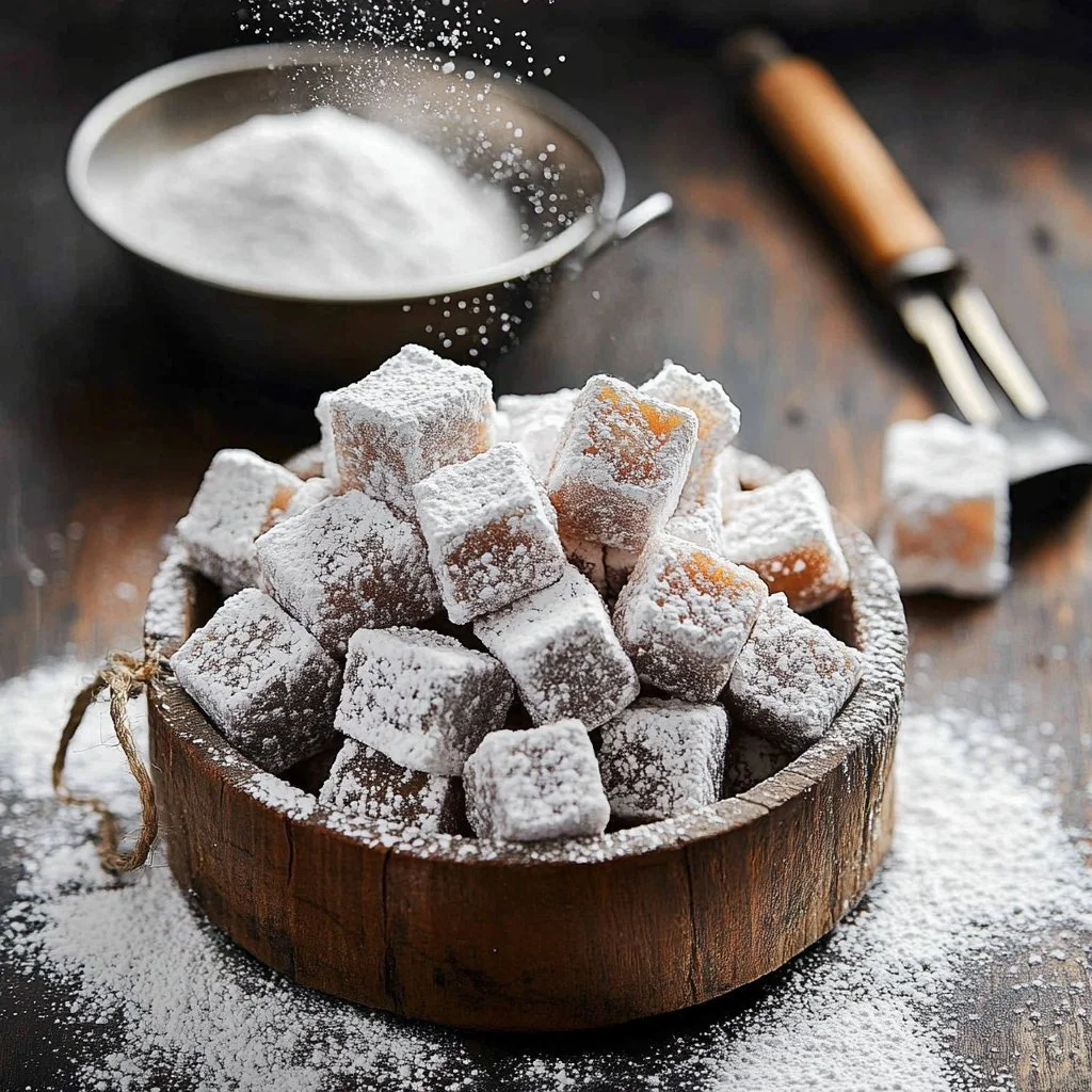 Delicious and easy Muddy Buddies recipe made with chocolate and rice cereal