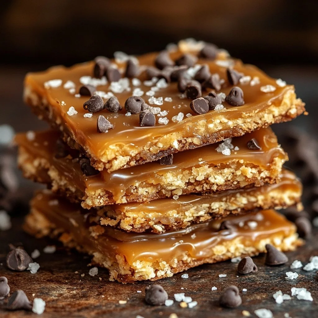 Delicious no-bake caramel saltine crunch toffee dessert with a sweet and salty flavor