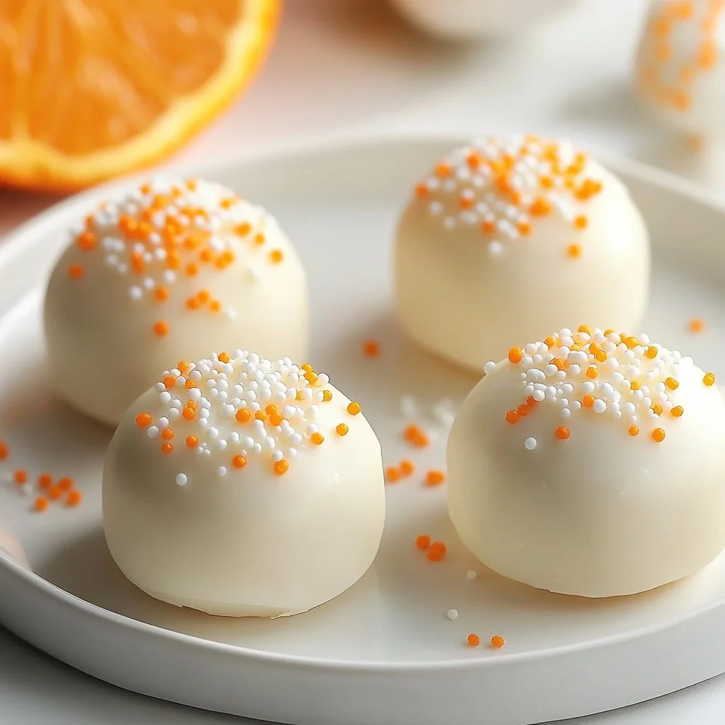 Delicious orange truffles showcasing rich chocolate and zesty orange flavors.