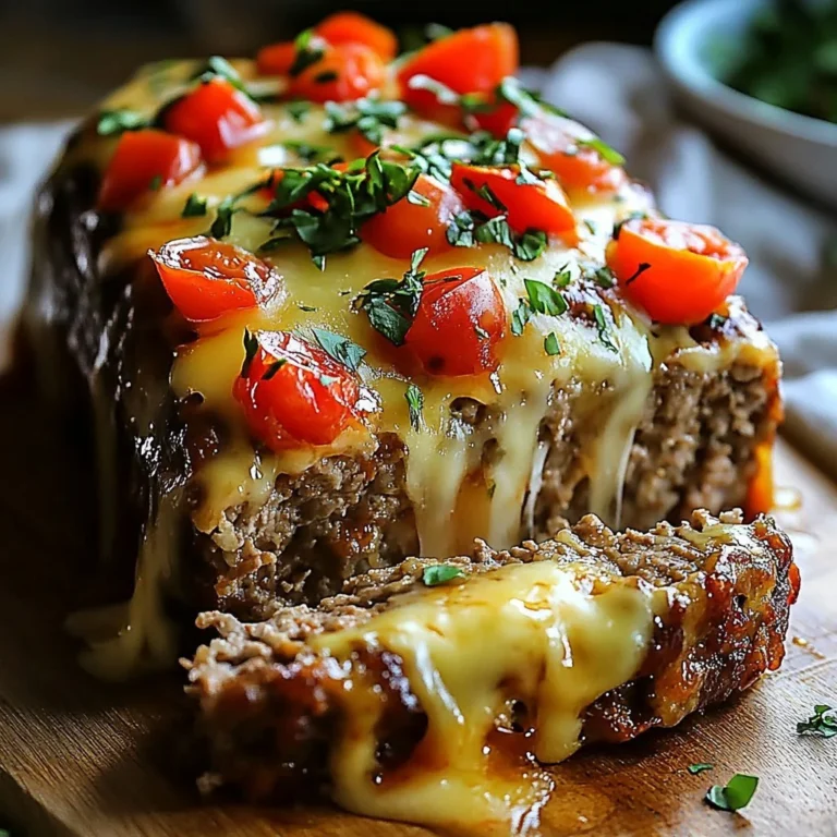 Philly Cheesesteak Meatloaf garnished and ready to serve