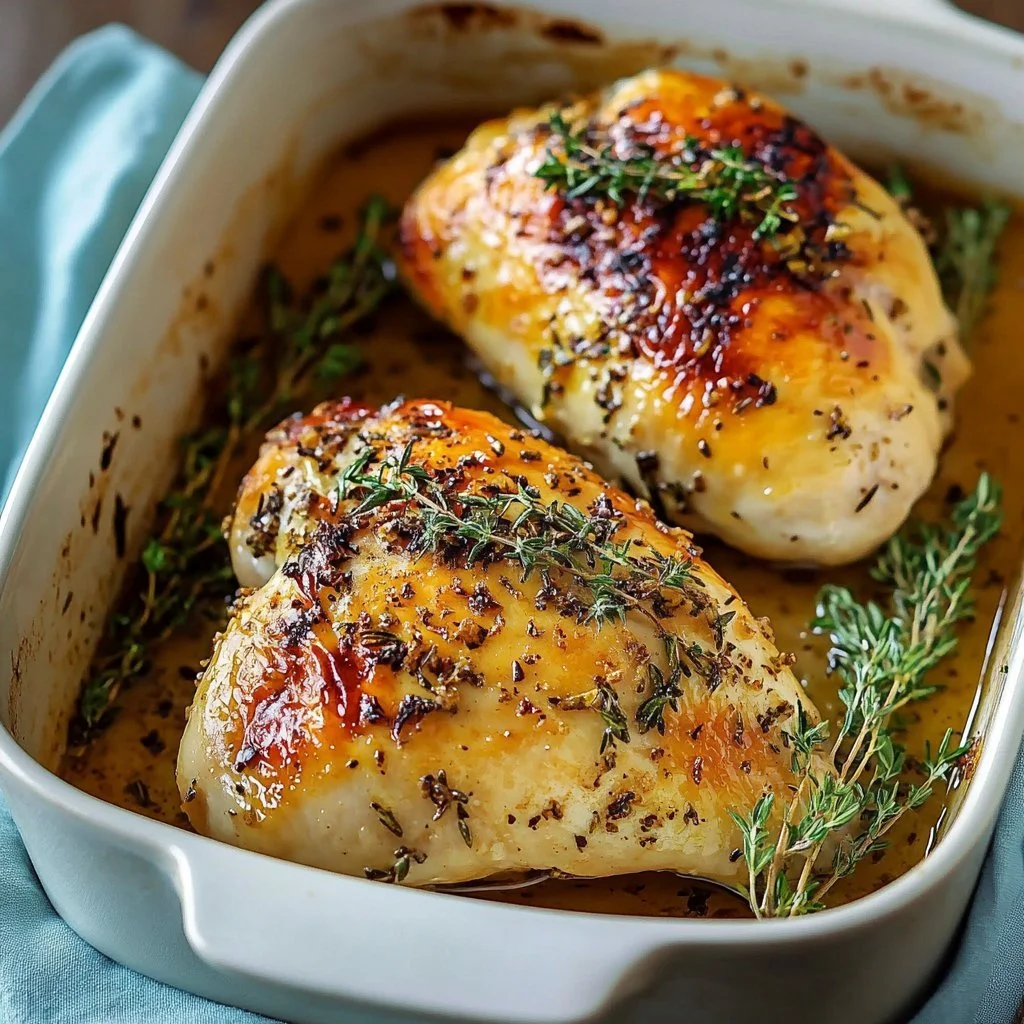 Perfectly roasted rosemary chicken seasoned with herbs and spices.
