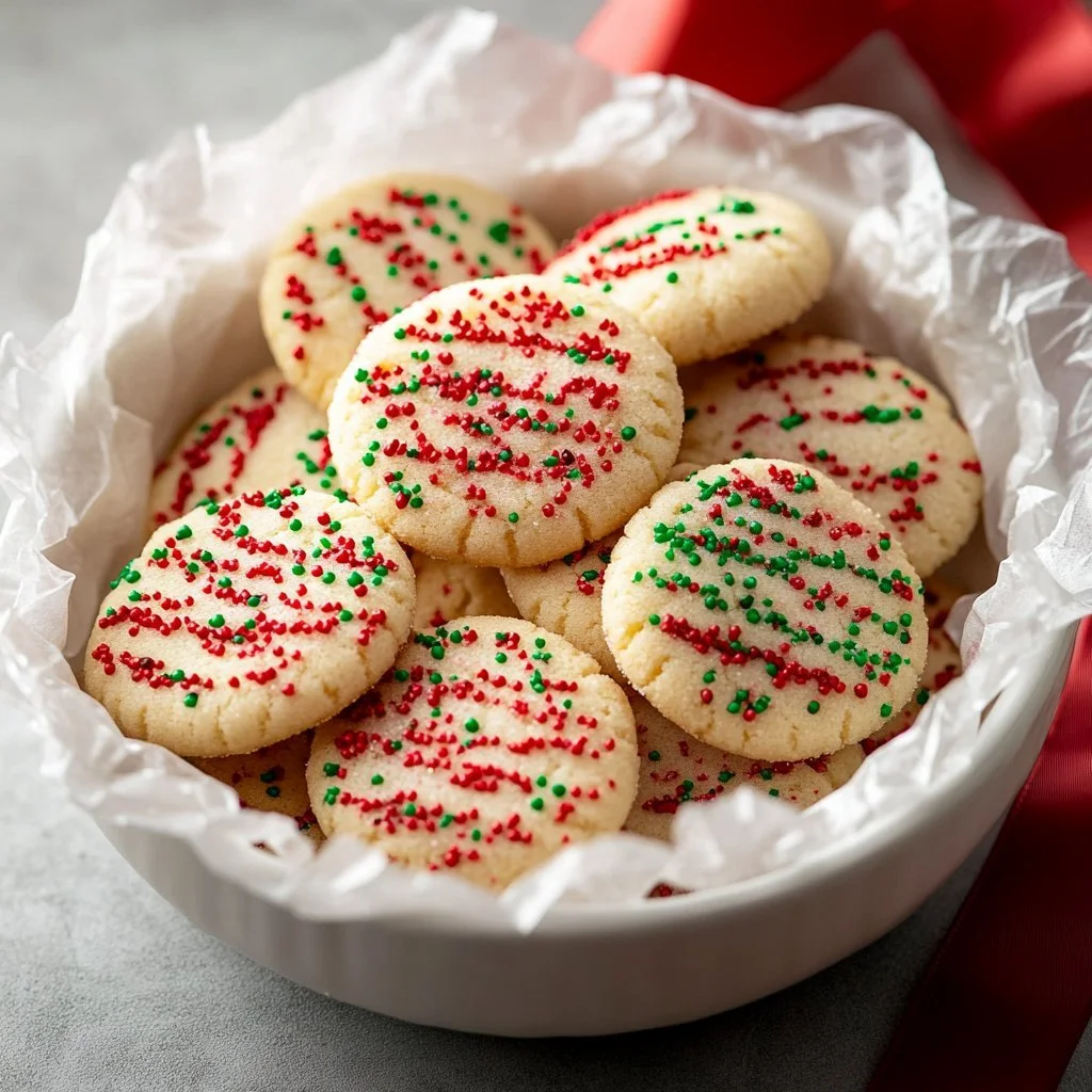 Delicious homemade shortbread cookies arranged on a plate.